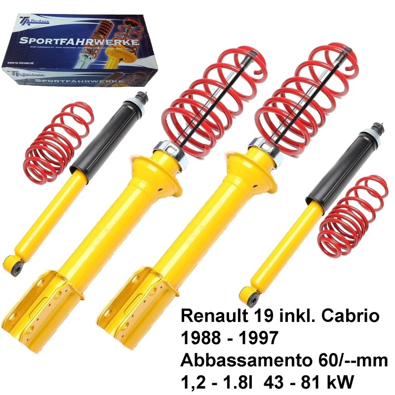 Kit Assetto Sportivo Fisso Tatechnix Renault 19 / Cabrio (B/C53 / L53 / D53 / X53) da 05.1988 a 1997