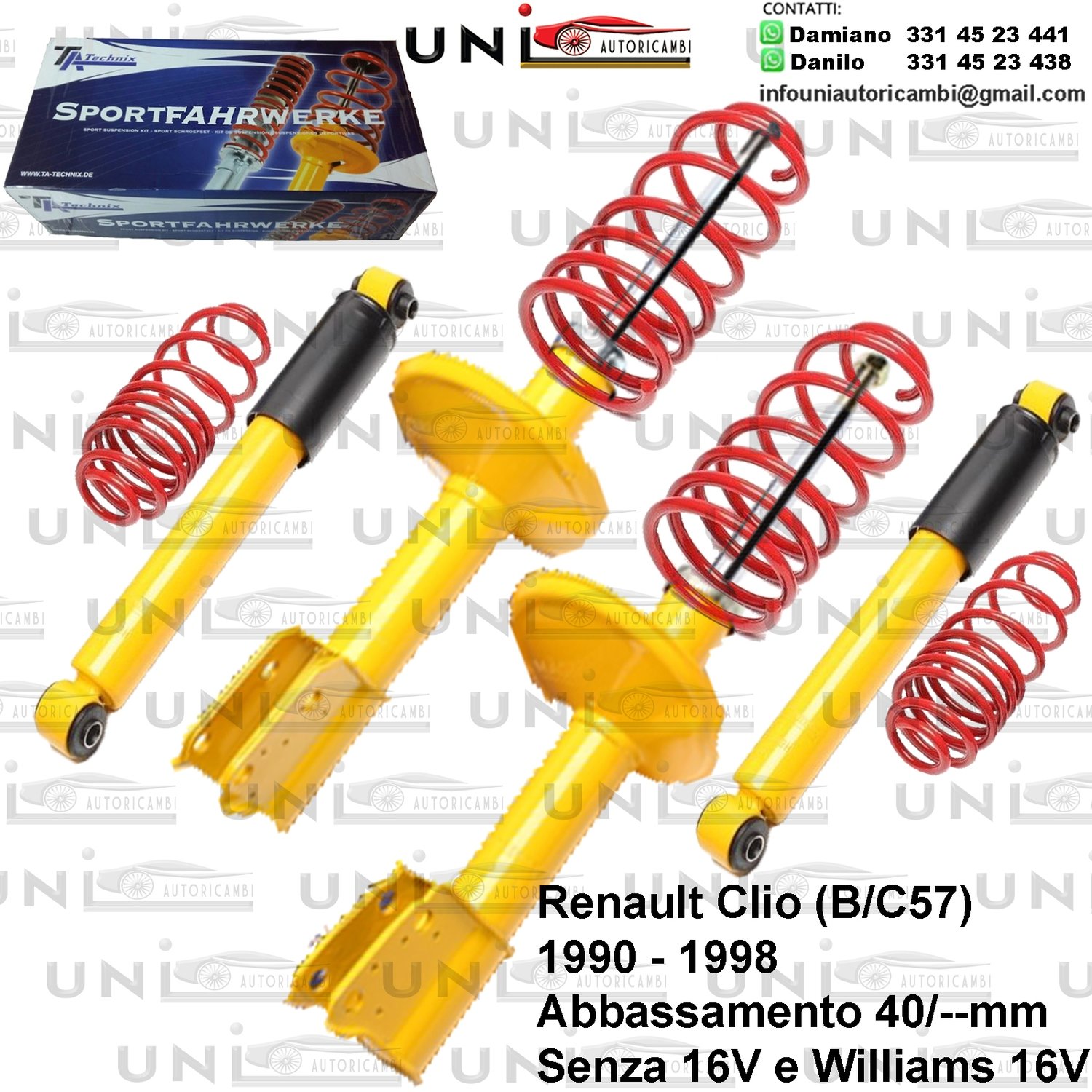 Kit Assetto Sportivo Fisso Tatechnix Renault Clio (B/C57) da 1990 a 1998