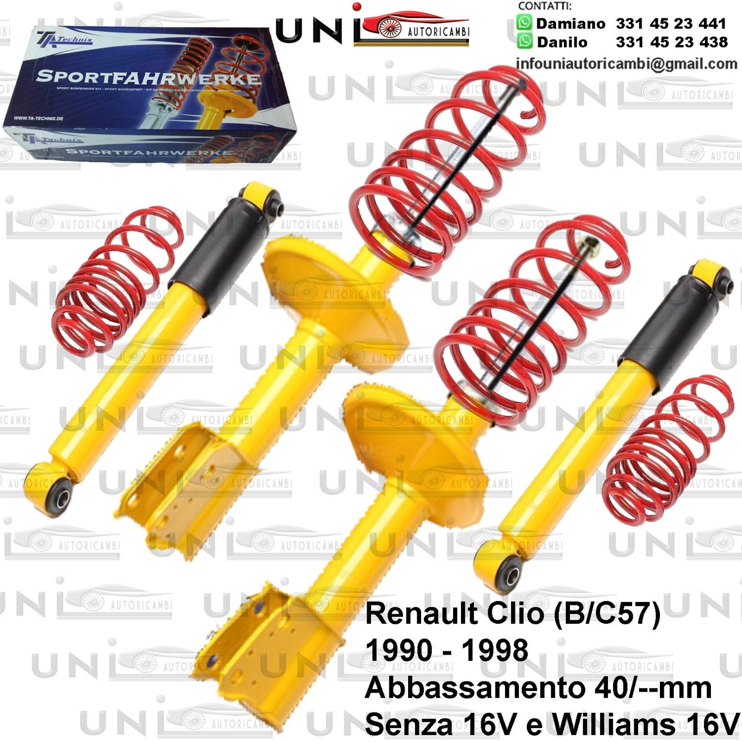 Kit Assetto Sportivo Fisso Tatechnix Renault Clio (B/C57) da 1990 a 1998