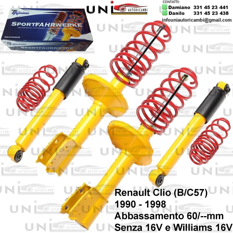 Kit Assetto Sportivo Fisso Tatechnix Renault Clio (B/C57) da 1990 a 1998
