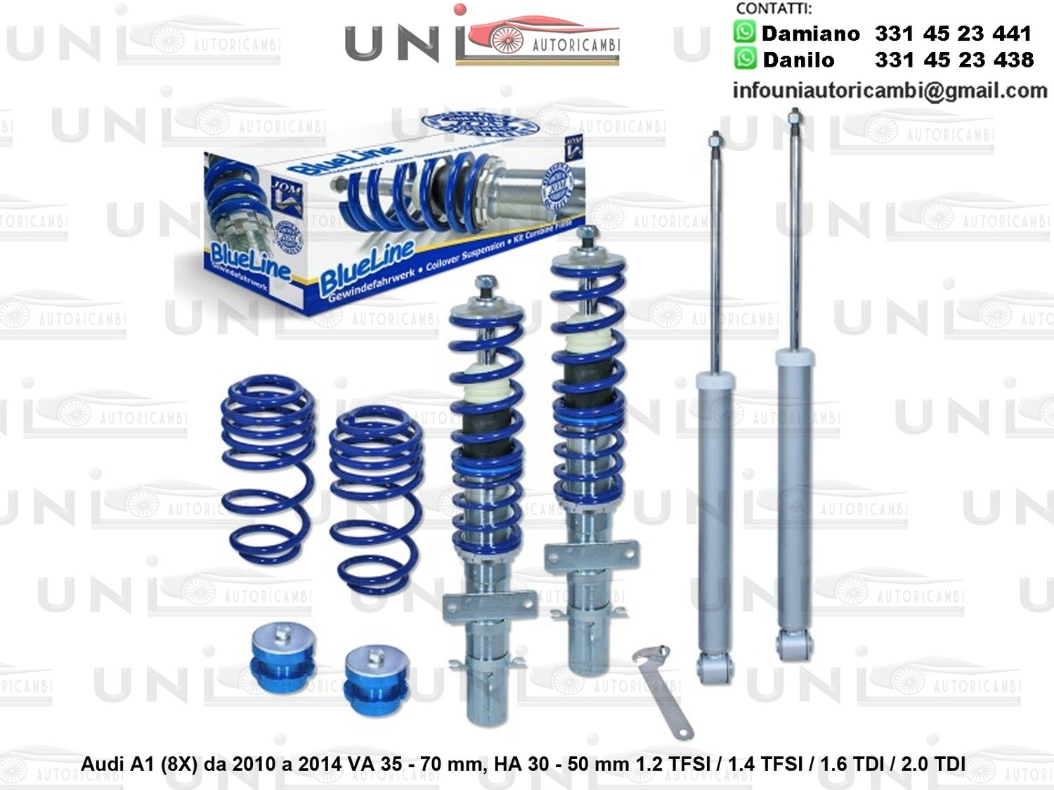 Assetto a Ghiera Regolabile Audi A1 (8X) 1.2 TFSI / 1.4 TFSI / 1.6 TDI / 2.0 TDI da 2010 a 2014