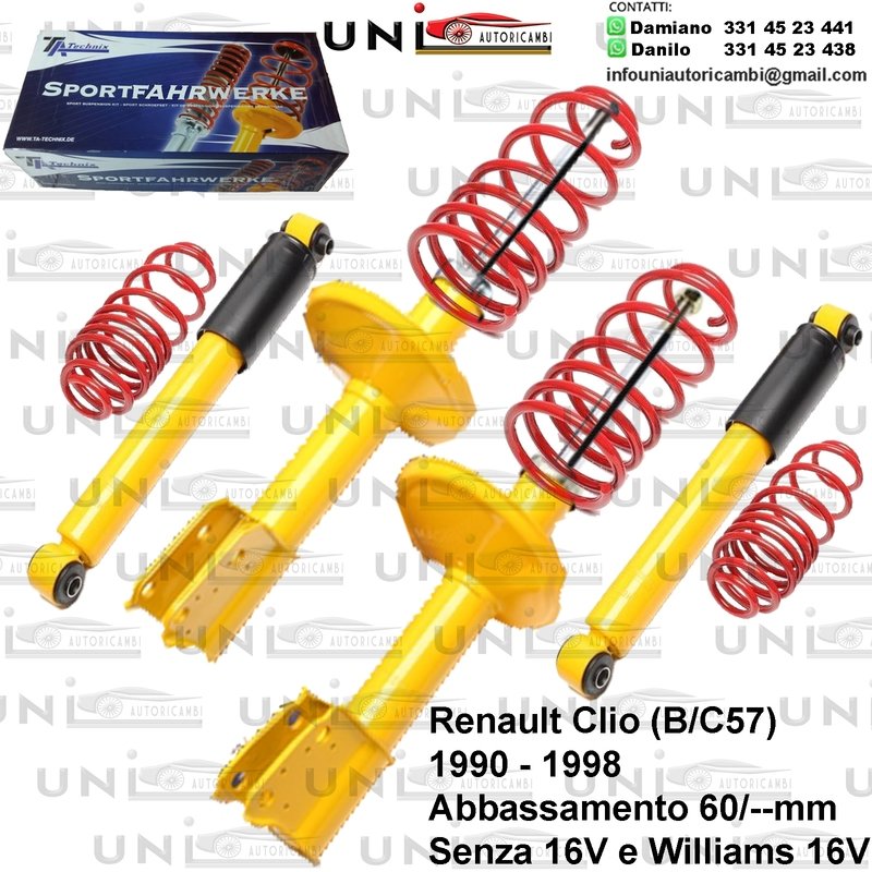 Kit Assetto Sportivo Fisso Tatechnix Renault Clio (B/C57) da 1990 a 1998