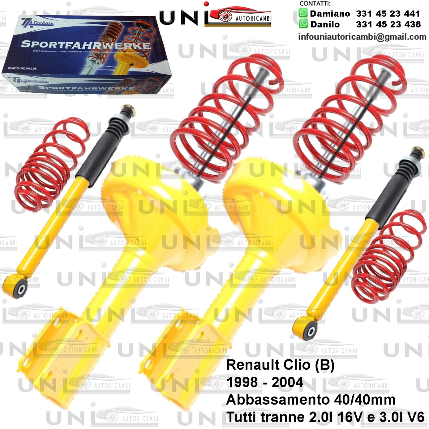 Kit Assetto Sportivo Fisso Tatechnix Renault Clio (B) da 1998 a 2004