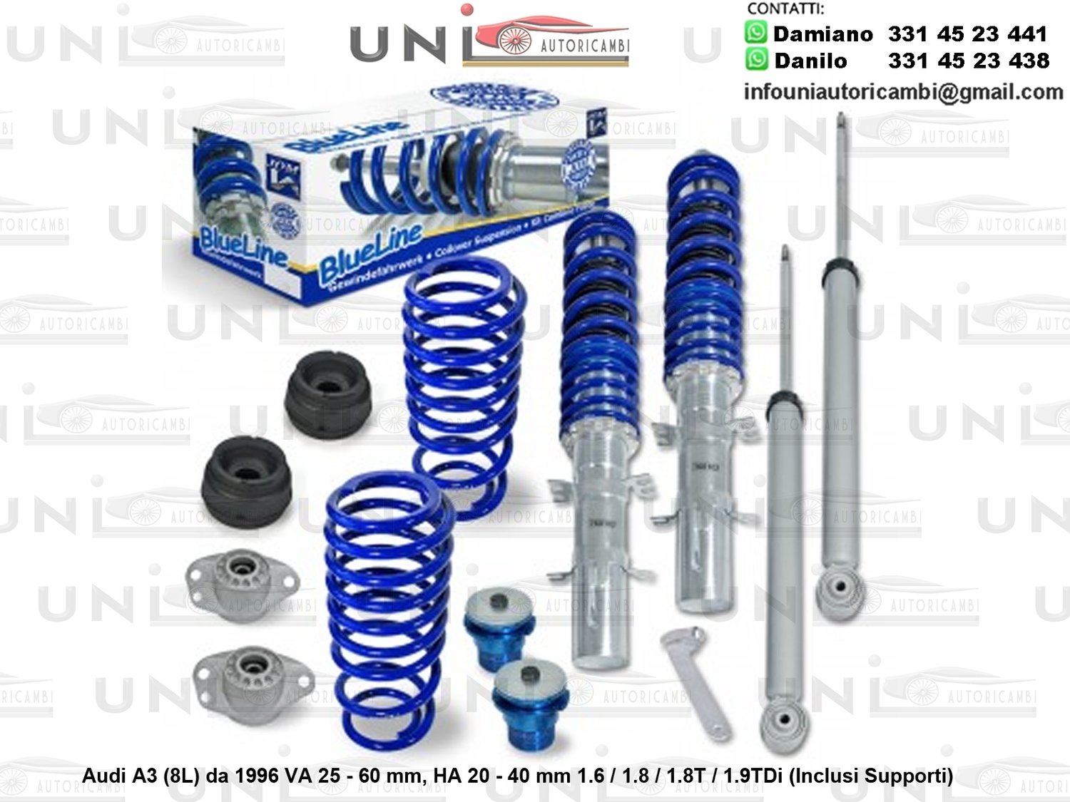 Assetto a Ghiera Regolabile Audi A3 (8L) 1.6 / 1.8 / 1.8T / 1.9TDi da 1996