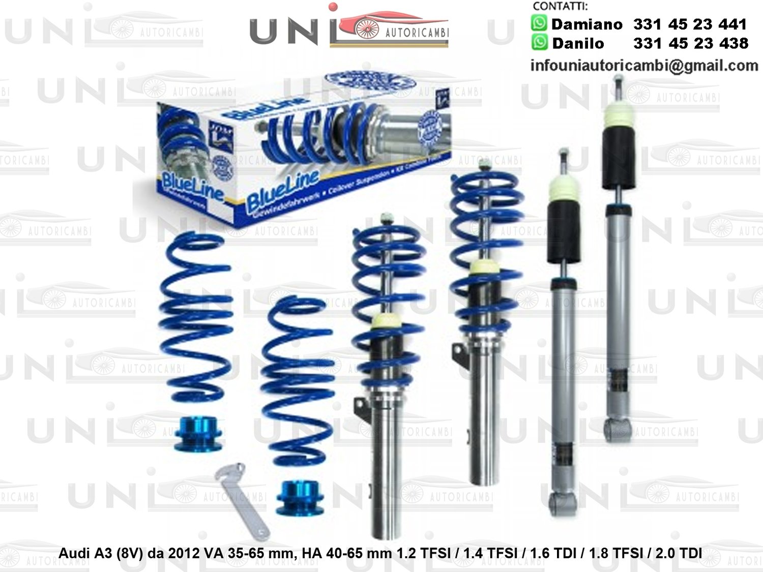 Assetto a Ghiera Regolabile Audi A3 (8V) 1.2 TFSI / 1.4 TFSI / 1.6 TDI / 1.8 TFSI / 2.0 TDI da 2012