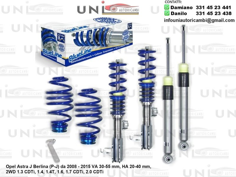 Assetto a Ghiera Regolabile Opel Astra J Berlina (P-J) 2WD 1.3 CDTi / 1.4 / 1.4T / 1.6 / 1.7 CDTi / 2.0 CDTi, da 11.2008 a 2015