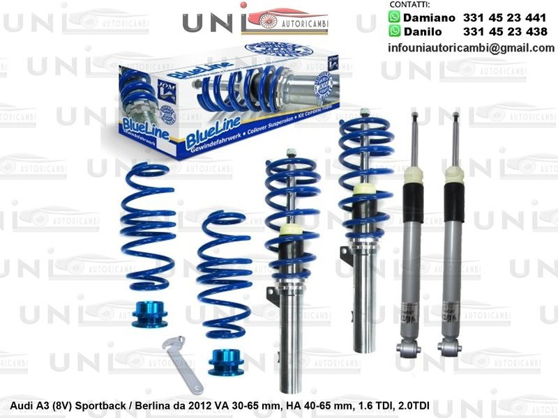 Assetto a Ghiera Regolabile Audi A3 (8V) Sportback / Berlina 1.6 TDI / 2.0TDI da 2012