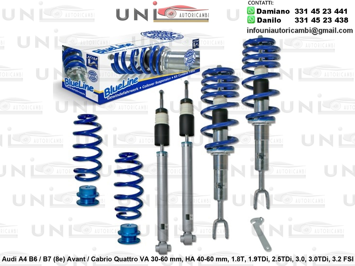 Assetto a Ghiera Regolabile Audi A4 B6 / B7 (8e) Avant / Cabrio Quattro 1.8T, 1.9TDi, 2.5TDi, 3.0, 3.0TDi, 3.2 FSI