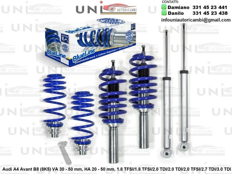 Assetto a Ghiera Regolabile Audi A4 Avant B8 (8K5) 1.8 TFSI, 2.0 TDI, 2.0 TFSI, 2.7 TDI, 3.0 TDI, 3.2 FSI da 2007 a 2011