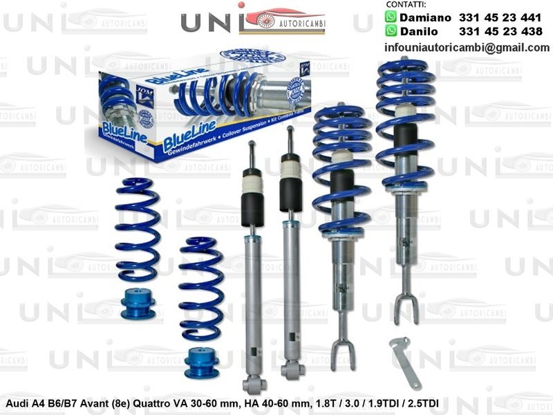 Assetto a Ghiera Regolabile Audi A4 B6 / B7 Avant (8e) Quattro 1.8T / 3.0 / 1.9TDI / 2.5TDI Escluso Autolivellante e Sport