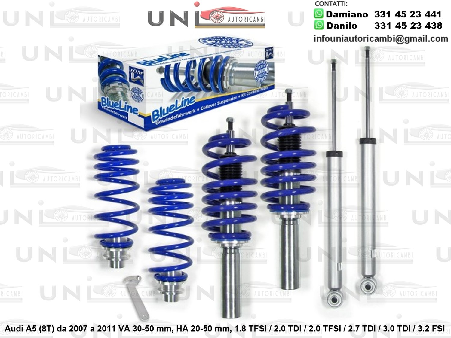 Assetto a Ghiera Regolabile Audi A5 (8T) 1.8 TFSI / 2.0 TDI / 2.0 TFSI / 2.7 TDI / 3.0 TDI / 3.2 FSI da 2007 a 2011