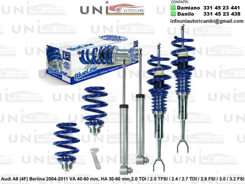 Assetto a Ghiera Regolabile Audi A6 (4F) Berlina 2.0 TDI / 2.0 TFSI / 2.4 / 2.7 TDI / 2.8 FSI / 3.0 / 3.2 FSI da 2004 a 2011