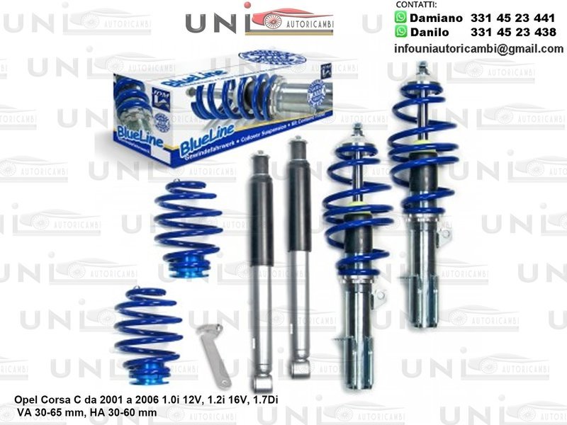Assetto a Ghiera Regolabile Opel Corsa C da 11.2001 a 2006 1.0i 12V, 1.2i 16V, 1.7Di
