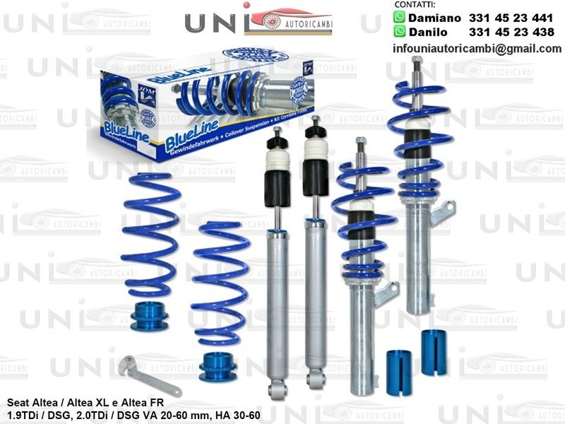 Assetto a Ghiera Regolabile 4 Ammortizzatori Sportivi Seat Altea / XL / FR 1.9TDi DSG / 2.0TDi / DSG