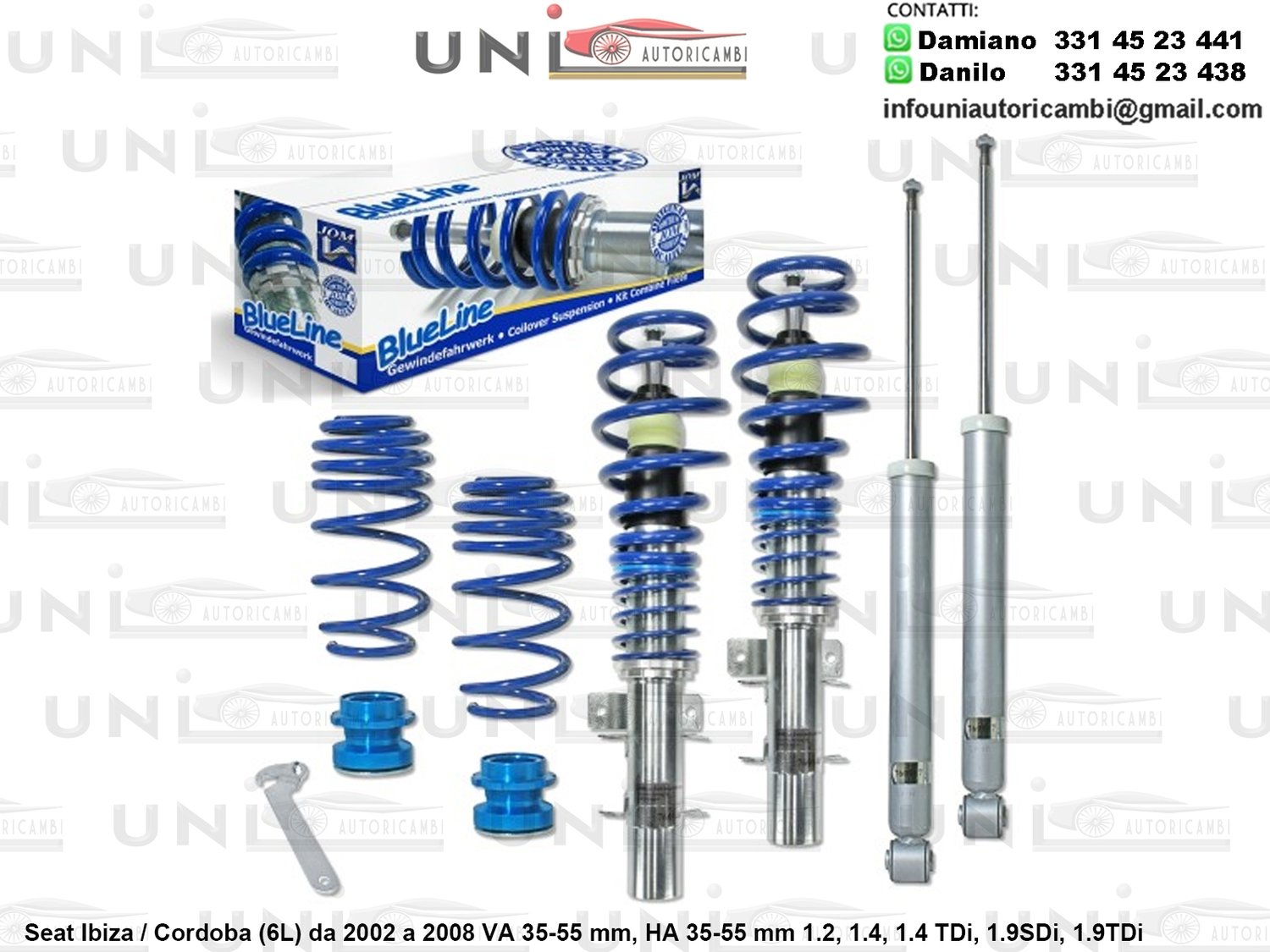 Assetto a Ghiera Regolabile Seat Ibiza / Cordoba (6L) da 2002 a 2008 1.2, 1.4, 1.4 TDi, 1.9SDi, 1.9TDi