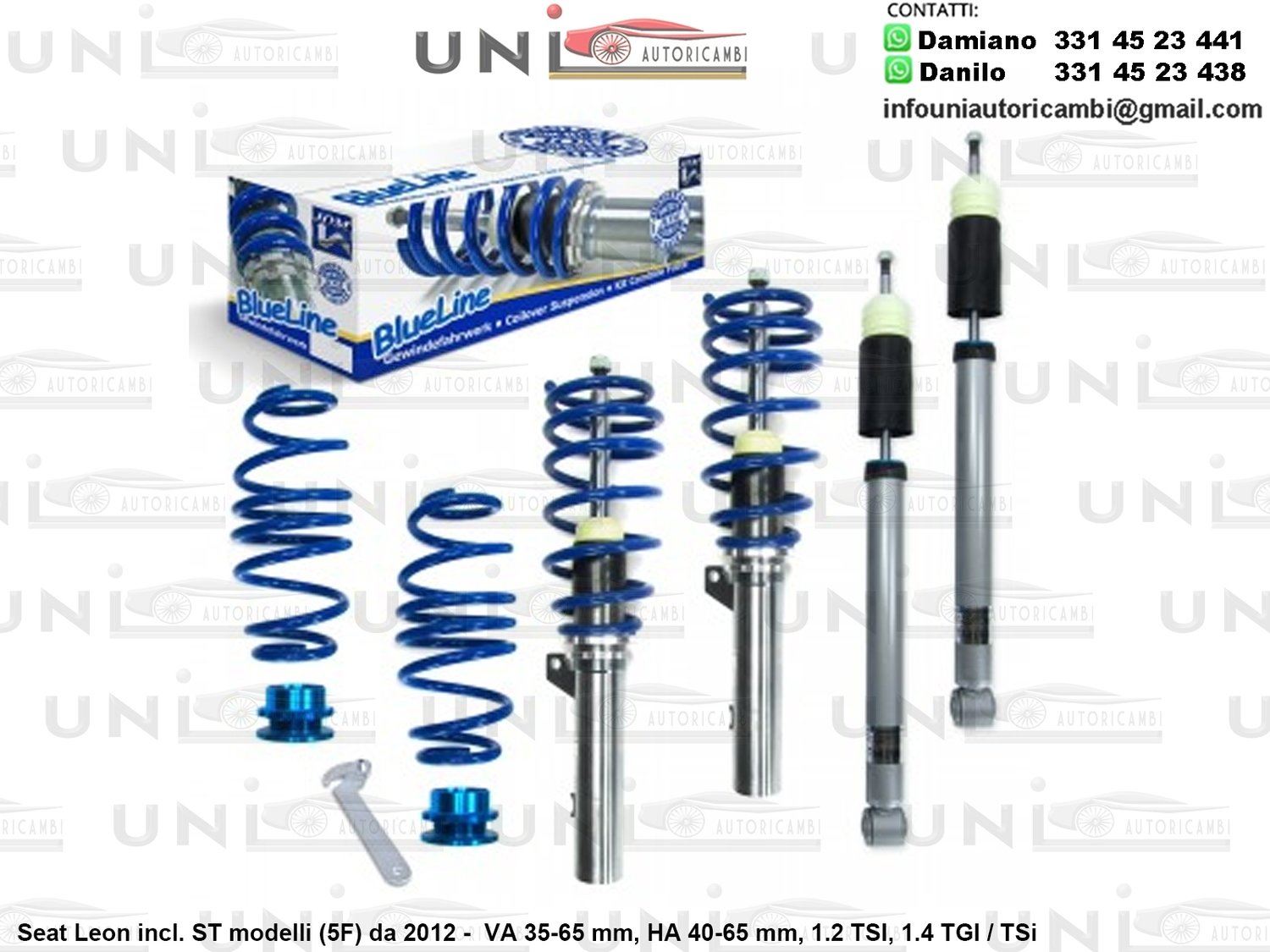 Assetto a Ghiera Regolabile Seat Leon incl. ST modelli (5F) da 2012 - 1.2 TSI, 1.4 TGI / TSi