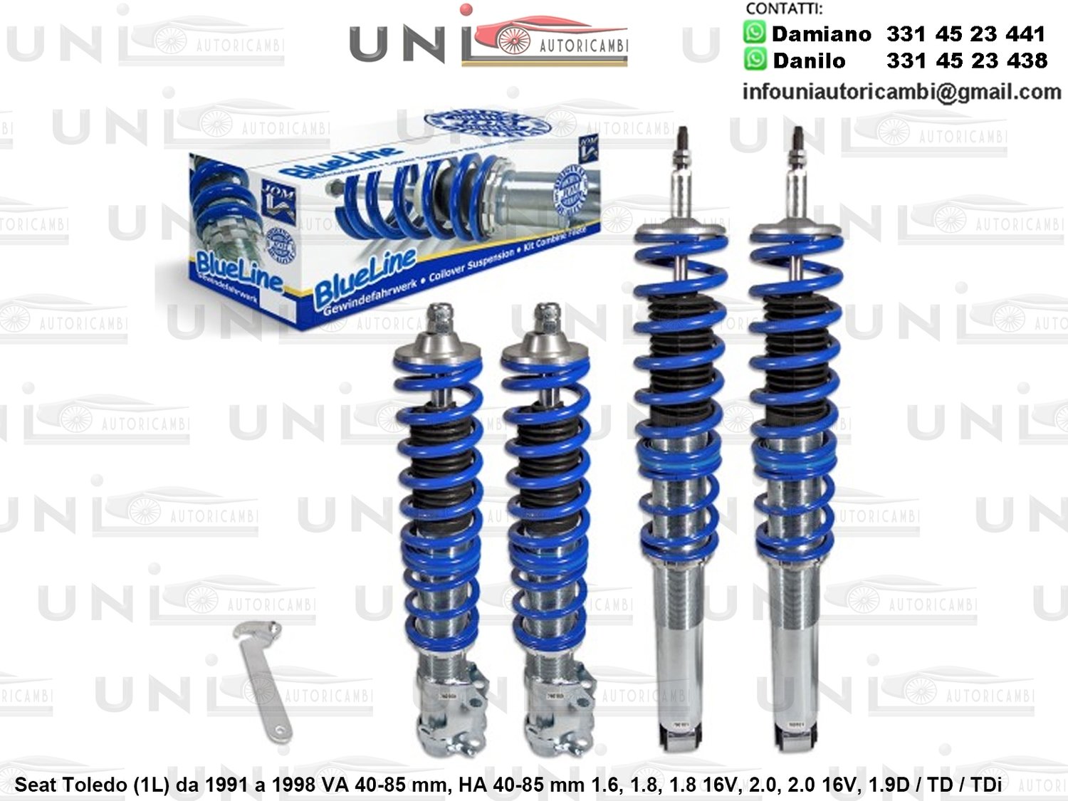 Assetto a Ghiera Regolabile Seat Toledo (1L) da 1991 a 1998 1.6 / 1.8 / 1.8 16V / 2.0 / 16V / 1.9D / 1.9TD / 1.9TDi