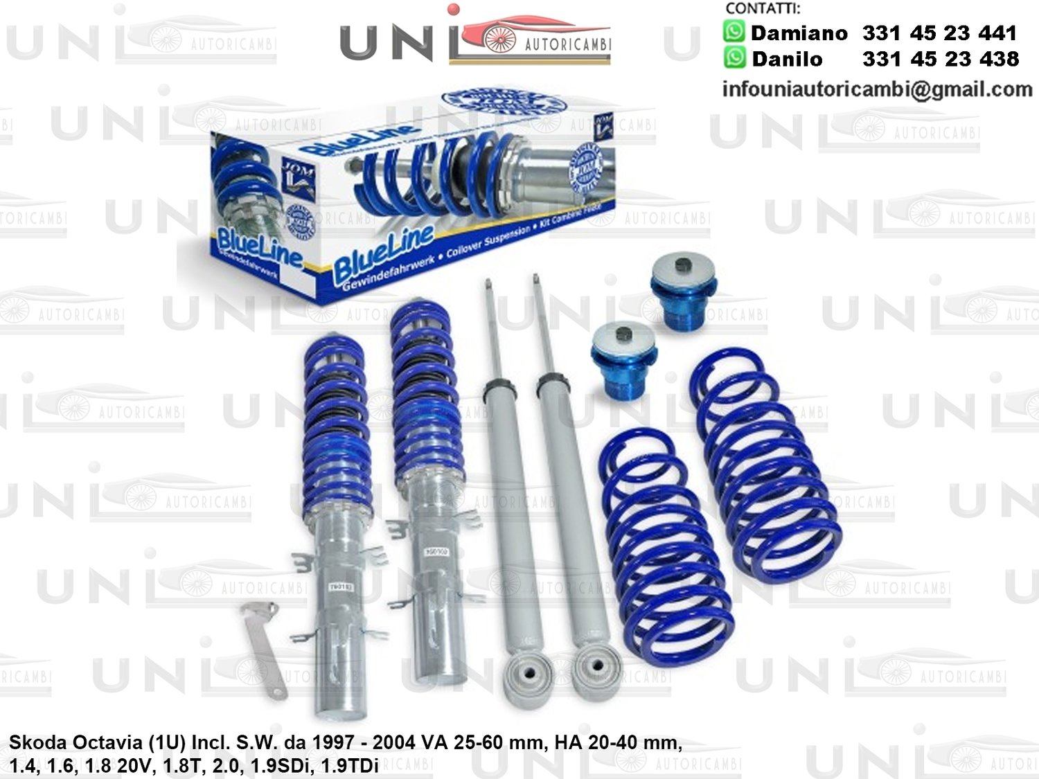 Assetto a Ghiera Regolabile Skoda Octavia (1U) Incl. S.W. da 1997 a 2004 1.4, 1.6, 1.8 20V, 1.8T, 2.0, 1.9SDi, 1.9TDi