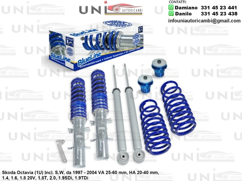 Assetto a Ghiera Regolabile Skoda Octavia (1U) Incl. S.W. da 1997 a 2004 1.4, 1.6, 1.8 20V, 1.8T, 2.0, 1.9SDi, 1.9TDi