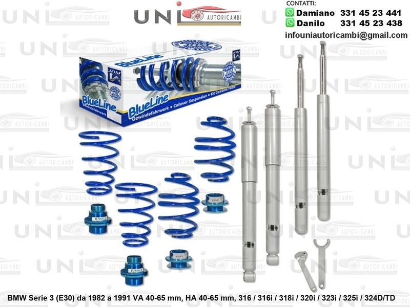Assetto a Ghiera Regolabile BMW Serie 3 (E30) 316 / 316i / 318i / 320i / 323i / 325i / 324D/TD da 11.1982-1.1991
