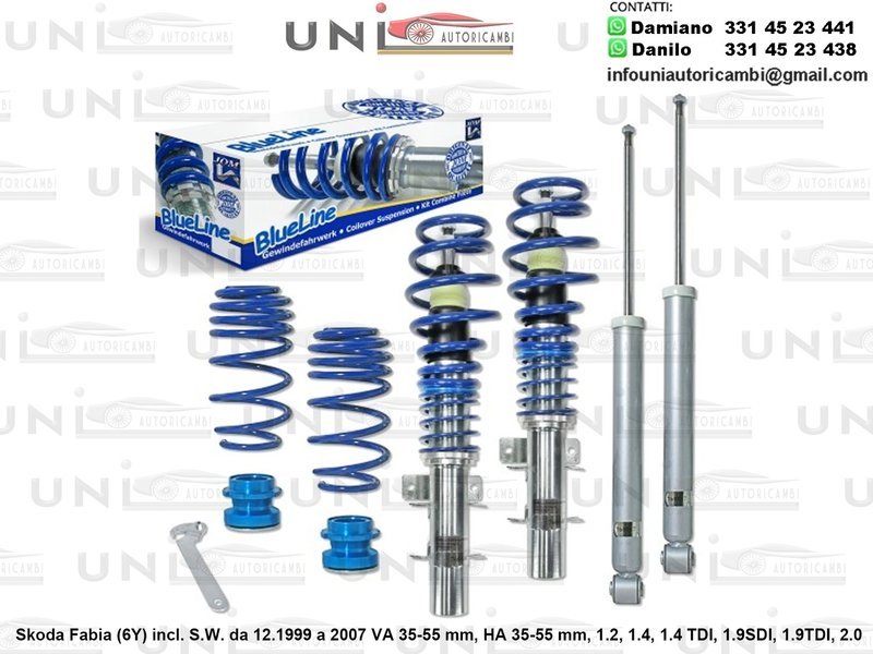Assetto a Ghiera Regolabile Skoda Fabia (5J) incl. S.W. da 2007 a 2014 1.2 TSI / TDI 1.4, 1.4 TDI,  1.6, 1.6 TDI, 1.9TDI, 2.0TDI