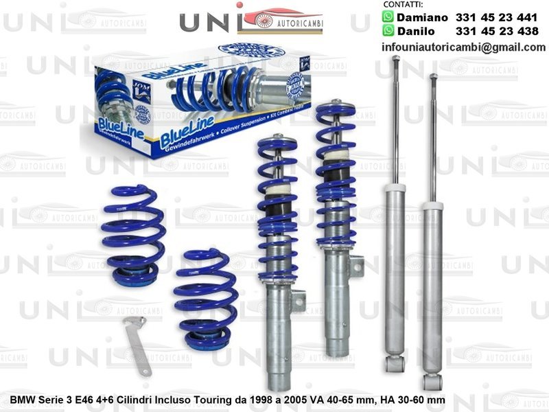Assetto a Ghiera Regolabile BMW Serie 3 E46 4+6 Cilindri Incluso Touring da 1998 a 2005