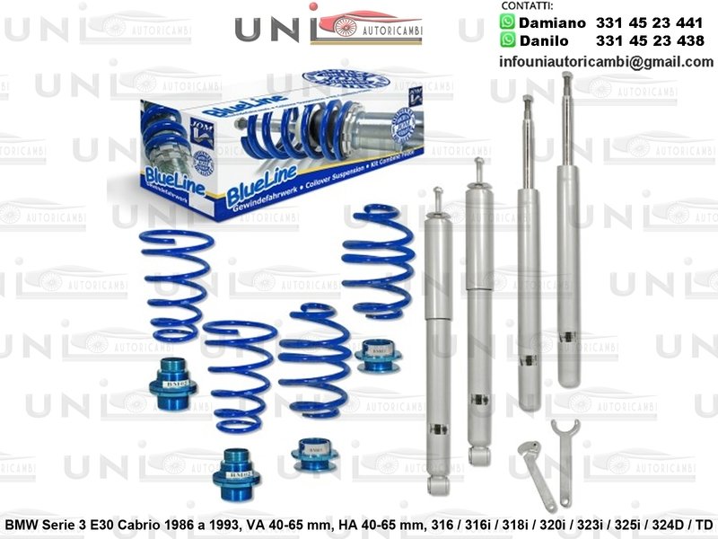 Assetto a Ghiera Regolabile BMW Serie 3 E30 Cabrio 316 / 316i / 318i / 320i / 323i / 325i / 324D / TD da 05.1986 a 05.1993 da 51mm