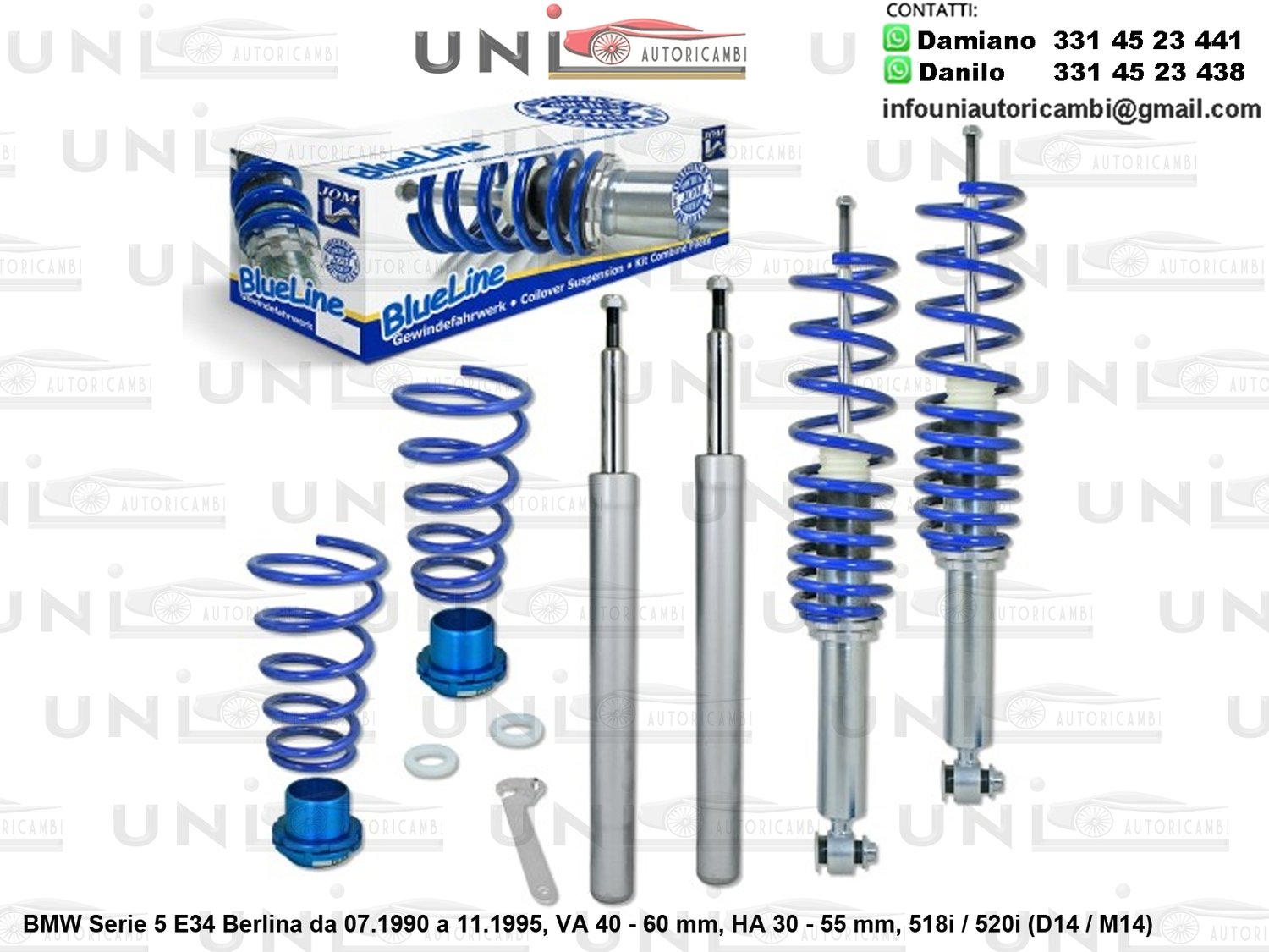 Assetto a Ghiera Regolabile BMW Serie 5 E34 Berlina 518i / 520i (D14 / M14)​ da 07.1990 a 11.1995​