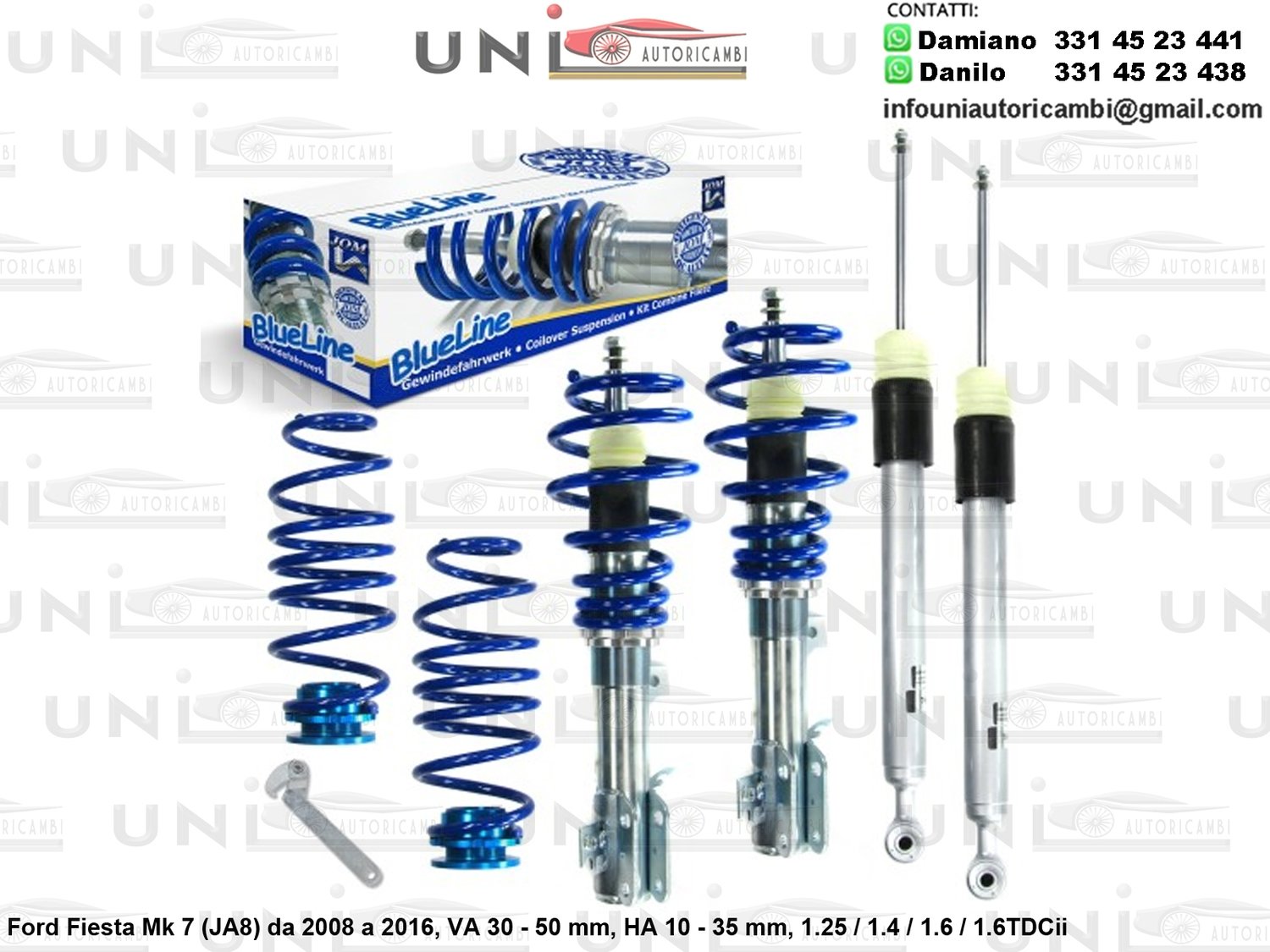 Assetto a Ghiera Regolabile Ford Fiesta Mk 7 (JA8) 1.25 / 1.4 / 1.6 / 1.6TDCii da 2008 a 2016