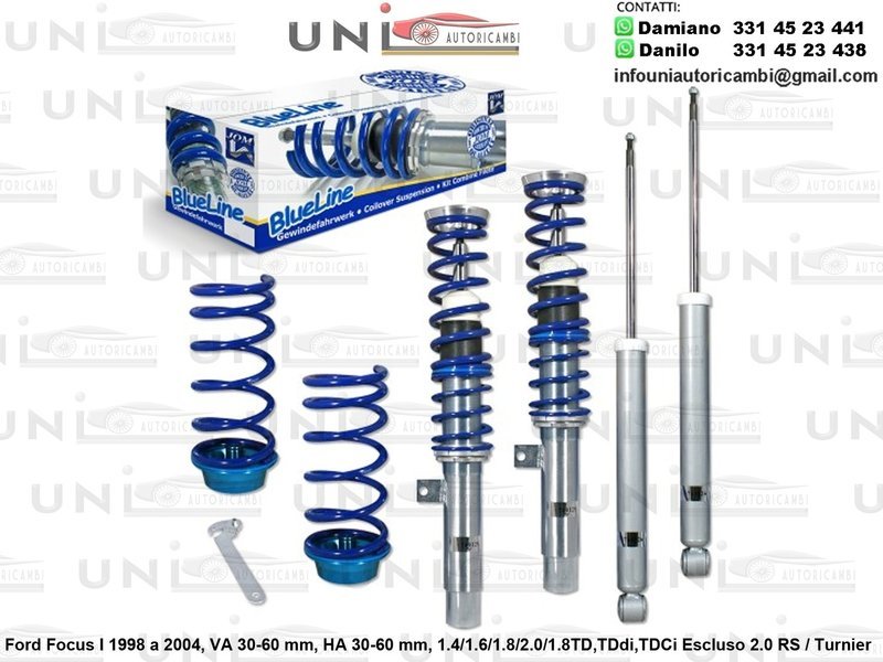 Assetto a Ghiera Regolabile Ford Focus I 1.4 / 1.6 / 1.8 / 2.0 / 1.8TD, TDdi, TDCi Escluso 2.0 RS / Turnier da 10.1998 a 2004