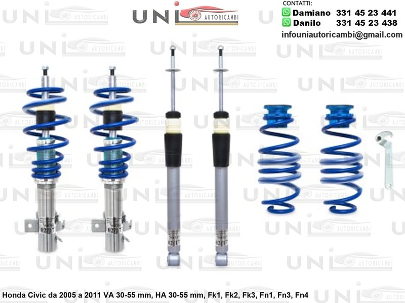 Assetto a Ghiera Regolabile Honda Civic Fk1, Fk2, Fk3, Fn1, Fn3, Fn4 da 2005 a 2011