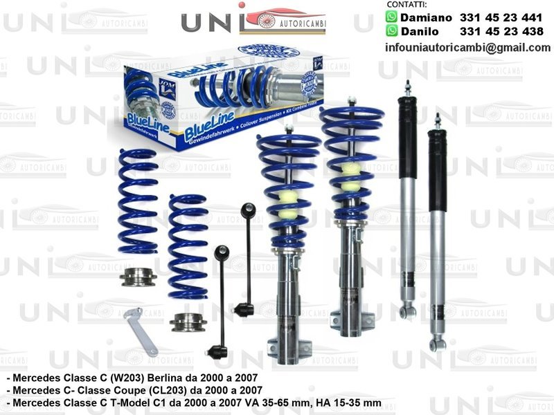 Assetto a Ghiera Regolabile Mercedes Classe C (W203) Berlina C180 / C200 / C220 / C230 / C240 / C270 / C280 / C320 da 2000 a 2007