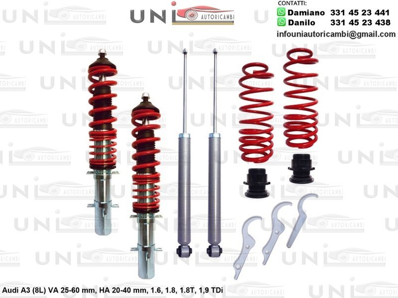 Assetto a Ghiera Regolabile Audi A3 (8L) 1.6, 1.8, 1.8T, 1,9 TDi Escluso Quattro