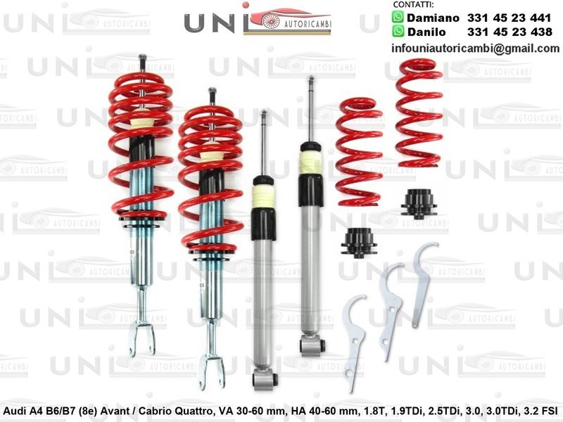 Assetto a Ghiera Regolabile Audi A4 B6 / B7 (8e) Avant / Cabrio Quattro 1.8T, 1.9TDi, 2.5TDi, 3.0, 3.0TDi, 3.2 FSI