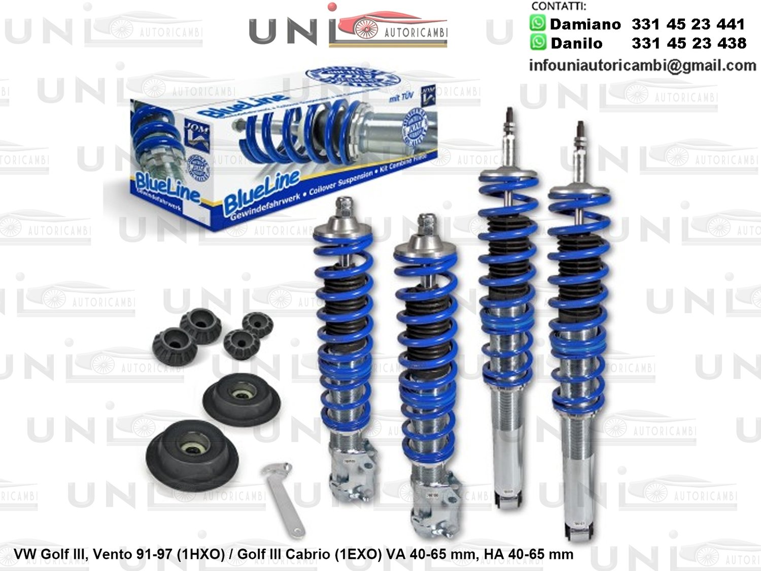 Assetto a Ghiera Regolabile VW Golf lll, Vento (1HXO) / Golf lll Cabrio (1EXO)​ da 10.1991 a 09.1994