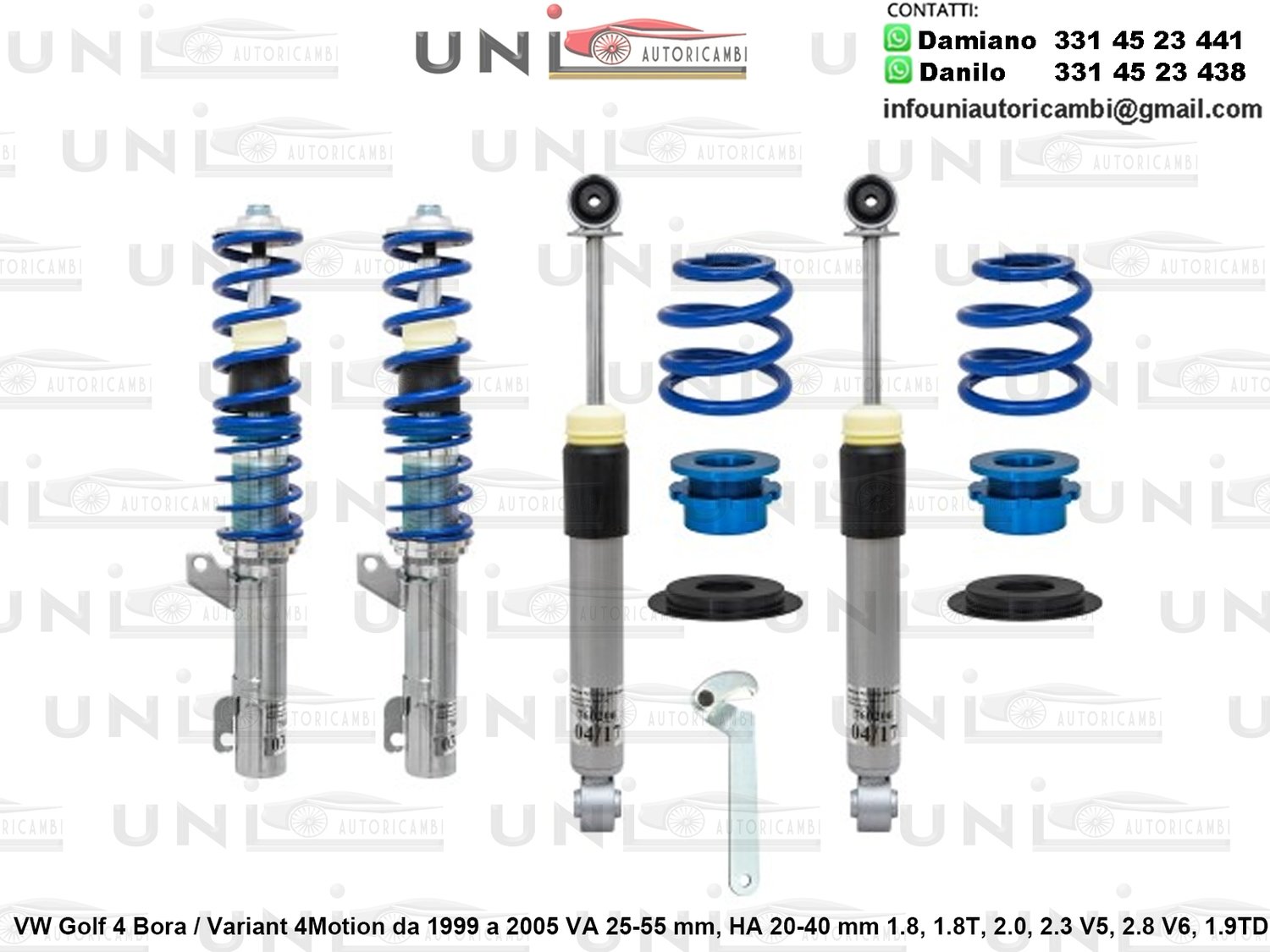 Assetto a Ghiera Regolabile VW Golf 4 Bora / Variant 4Motion da 1999 a 2005 1.8, 1.8T, 2.0, 2.3 V5, 2.8 V6, 1.9TDi