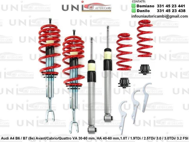 Assetto a Ghiera Regolabile Audi A4 B6 / B7 (8e) Avant / Cabrio / Quattro 1.8T / 1.9TDi / 2.5TDi / 3.0 / 3.0TDi / 3.2 FSI