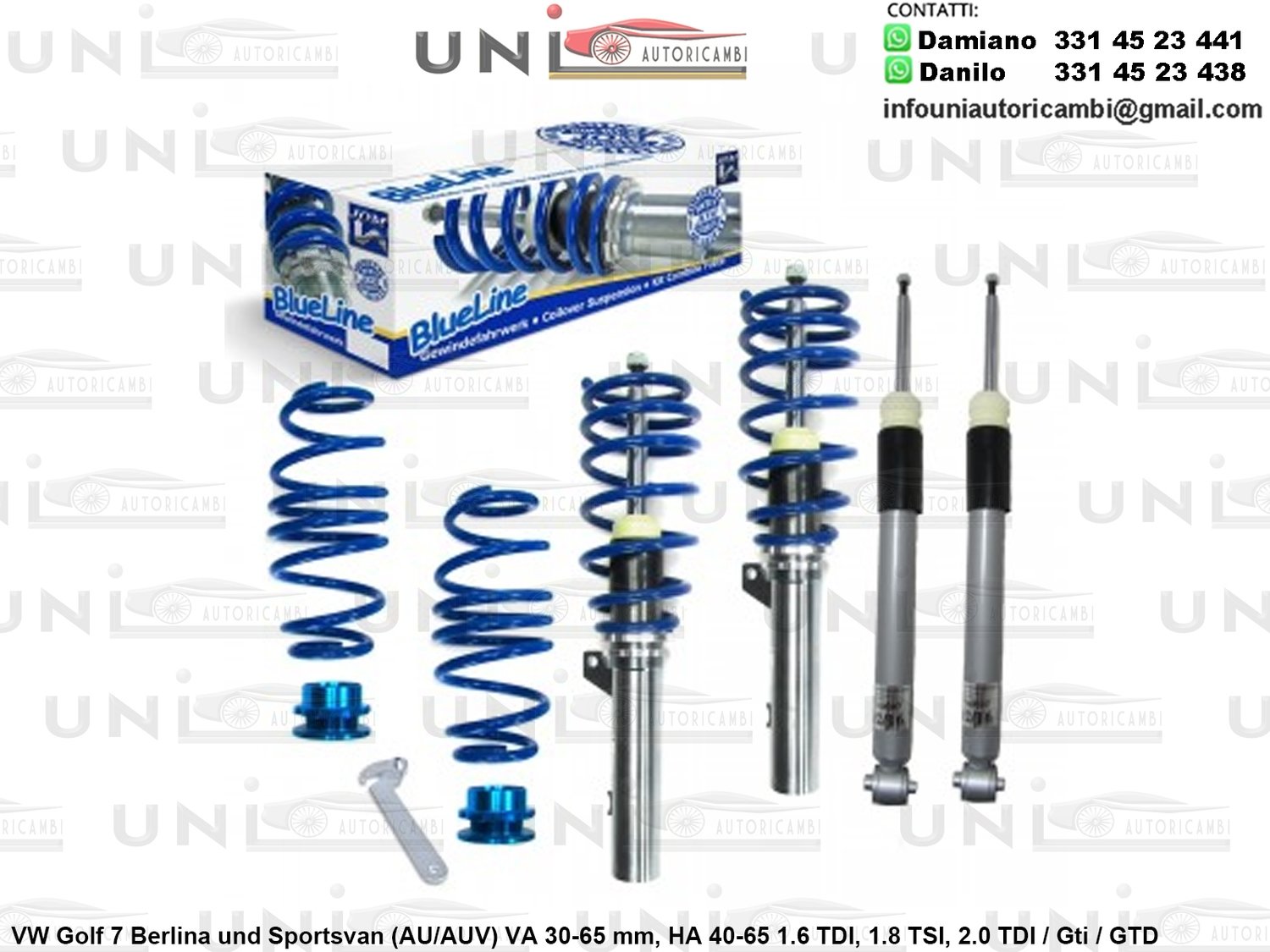 Assetto a Ghiera Regolabile VW Golf 7 Berlina / Sportsvan (AU/AUV) da 2012 - 1.6 TDI, 1.8 TSI, 2.0 TDI / Gti / GTD