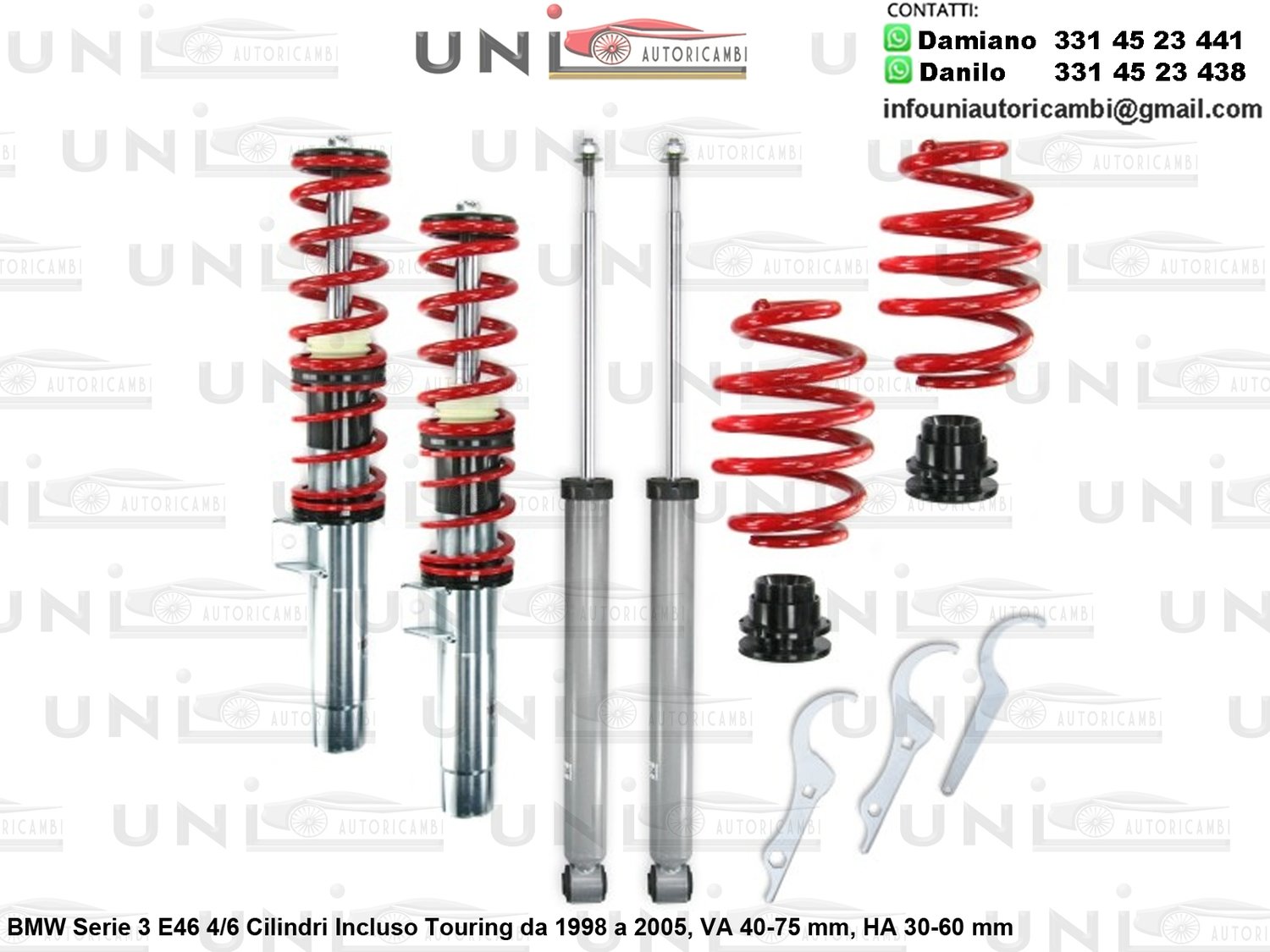 Assetto a Ghiera Regolabile BMW E46 4 + 6 Cilindri Incluso Touring da 1998 a 2005