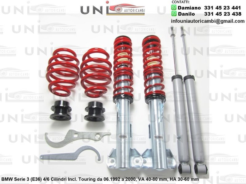 Assetto a Ghiera Regolabile BMW Serie 3 (E36) 4 + 6 Cilindri Incluso Touring da 06.1992 a 2000