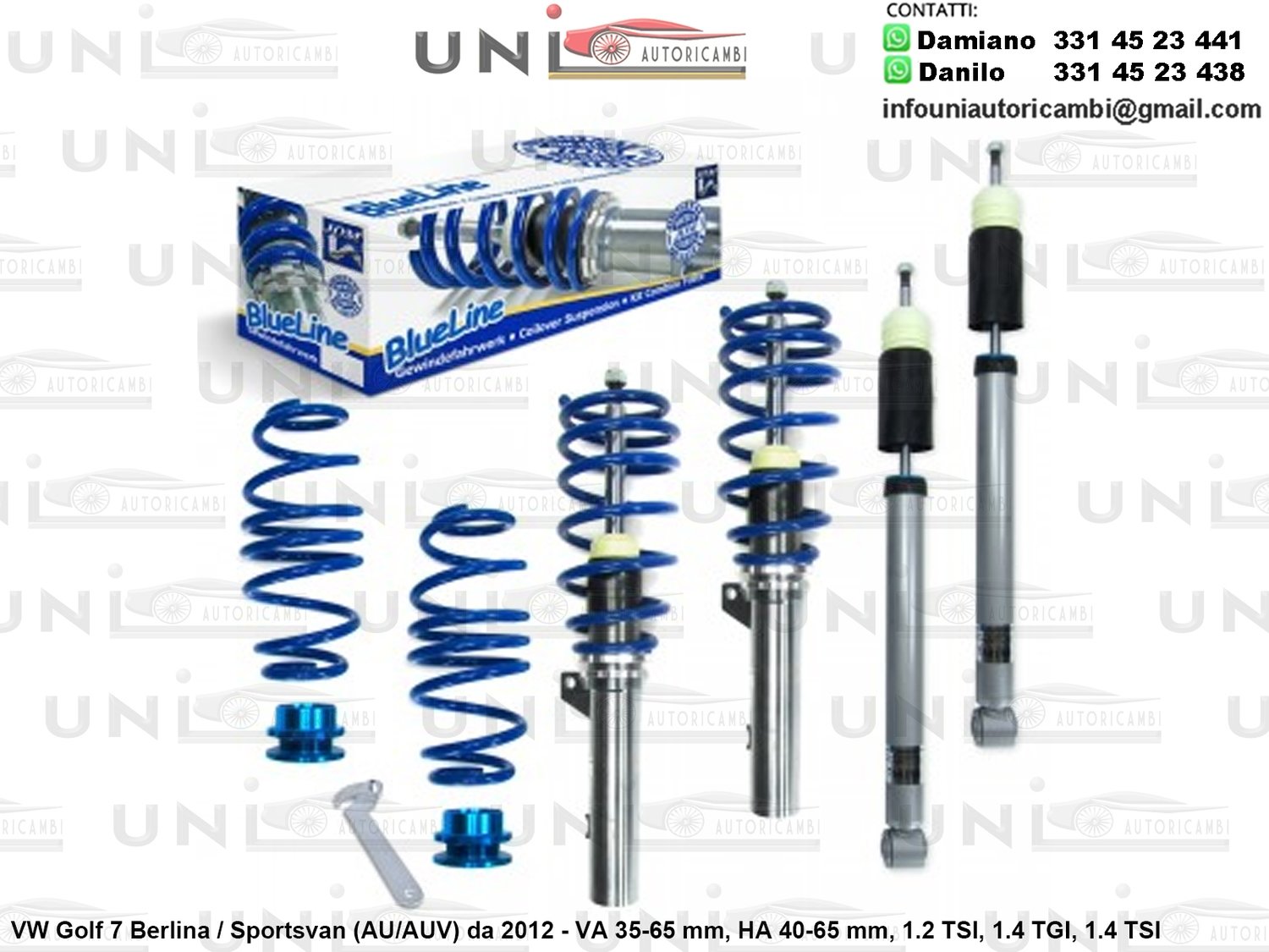 Assetto a Ghiera Regolabile VW Golf 7 Berlina / Sportsvan (AU/AUV) da 2012 - 1.2 TSI, 1.4 TGI, 1.4 TSI