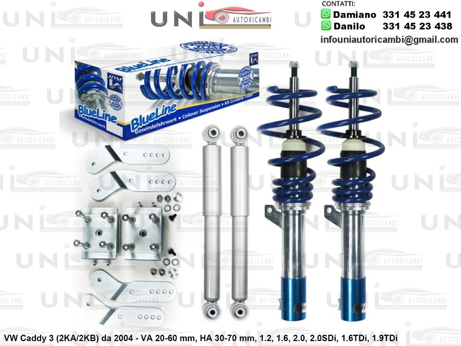 Assetto a Ghiera Regolabile VW Caddy 3 (2KA/2KB) da 2004 - 1.2, 1.6, 2.0, 2.0SDi, 1.6TDi, 1.9TDi