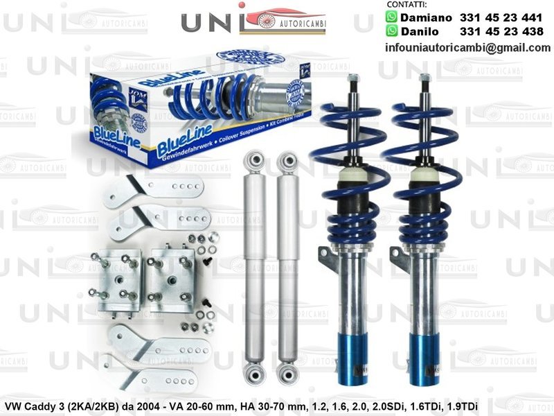 Assetto a Ghiera Regolabile VW Caddy 3 (2KA/2KB) da 2004 - 1.2, 1.6, 2.0, 2.0SDi, 1.6TDi, 1.9TDi