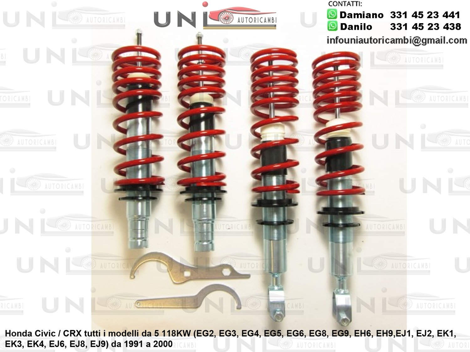 Assetto a Ghiera Regolabile Honda Civic / CRX tutti i modelli da 5 118KW (EG2, EG3, EG4, EG5, EG6, EG8, EG9, EH6, EH9,EJ1, EJ2, EK1, EK3, EK4, EJ6, EJ8, EJ9) da 1991 a 2000