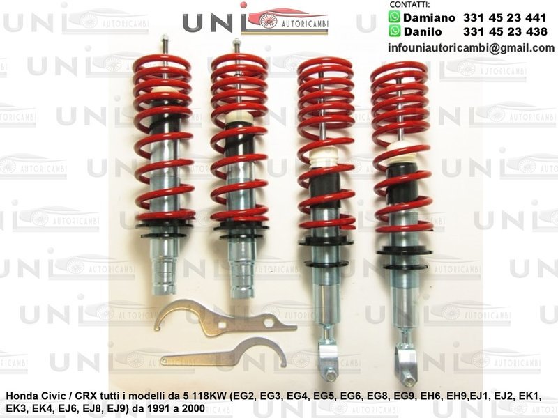 Assetto a Ghiera Regolabile Honda Civic / CRX tutti i modelli da 5 118KW (EG2, EG3, EG4, EG5, EG6, EG8, EG9, EH6, EH9,EJ1, EJ2, EK1, EK3, EK4, EJ6, EJ8, EJ9) da 1991 a 2000