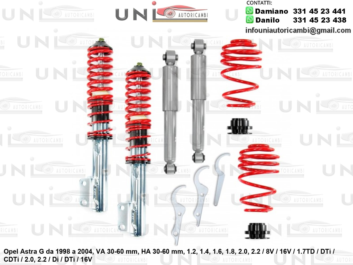 Assetto a Ghiera Regolabile Opel Astra G 1.2, 1.4, 1.6, 1.8, 2.0, 2.2 / 8V / 16V / 1.7TD / DTi / CDTi / 2.0, 2.2 / Di / DTi / 16V da 1998 a 2004
