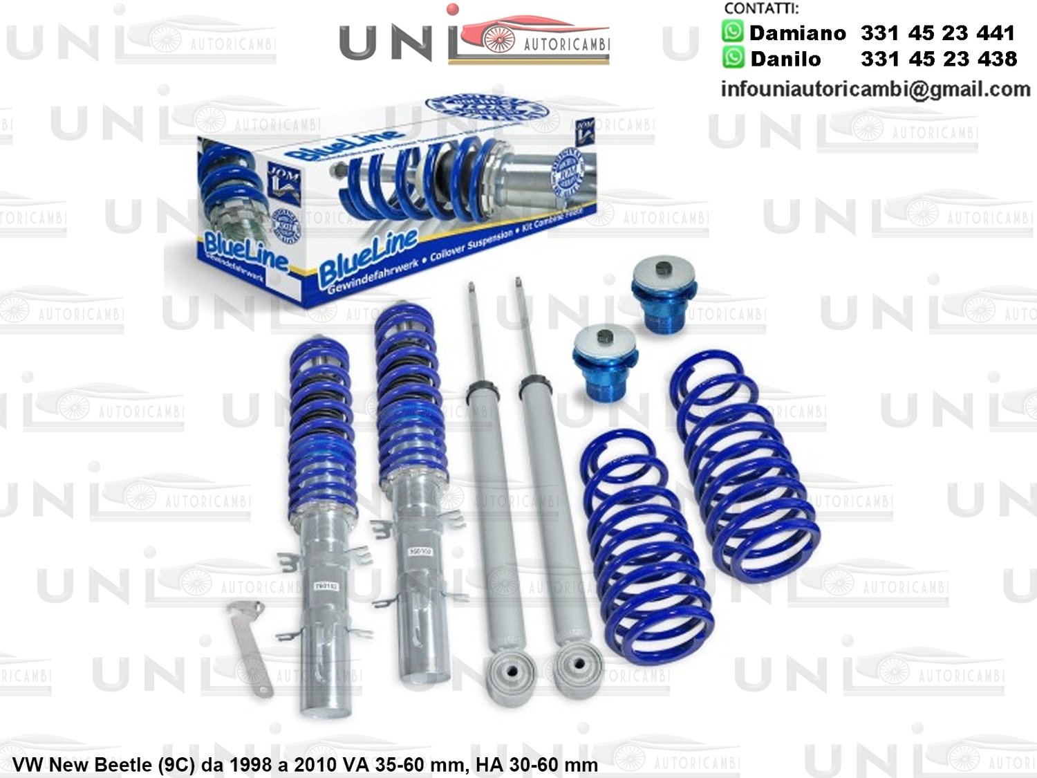 Assetto a Ghiera Regolabile 4 Ammortizzatori SPORTIVI VW New Beetle (9C) da 1998 a 2010