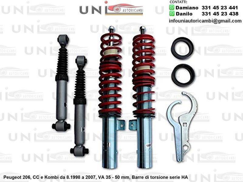 Assetto a Ghiera Regolabile Peugeot 206, CC e Kombi da 8.1998 a 2007