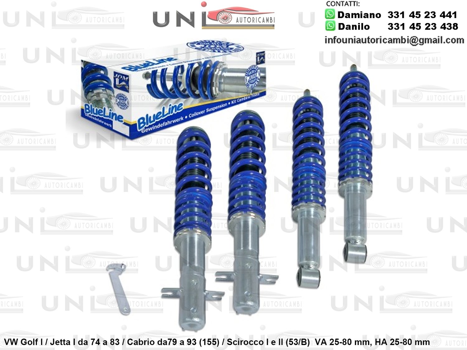 Assetto a Ghiera Regolabile VW Golf I / Jetta I da 1974 a 08.1983 / Cabrio (155) / Scirocco I+II (53/53B) da 09.1979 a 06.1993