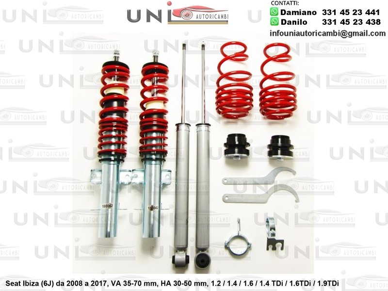 Assetto a Ghiera Regolabile Seat Ibiza (6J) 1.2 / 1.4 / 1.6 / 1.4 TDi / 1.6TDi / 1.9TDi da 2008 a 2017